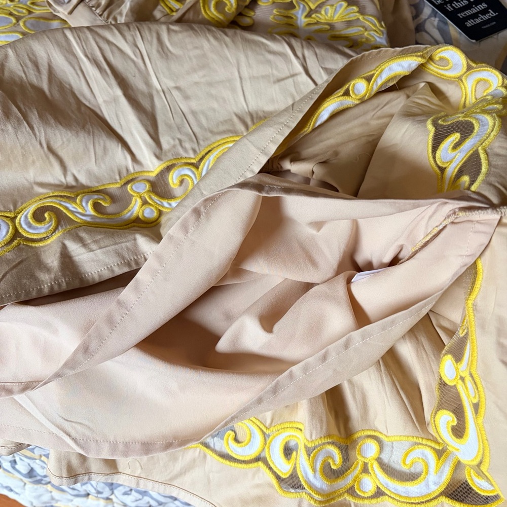 Tuckernuck Cream Mini Dress with Yellow Embroidered Trim - Picture 11 of 16